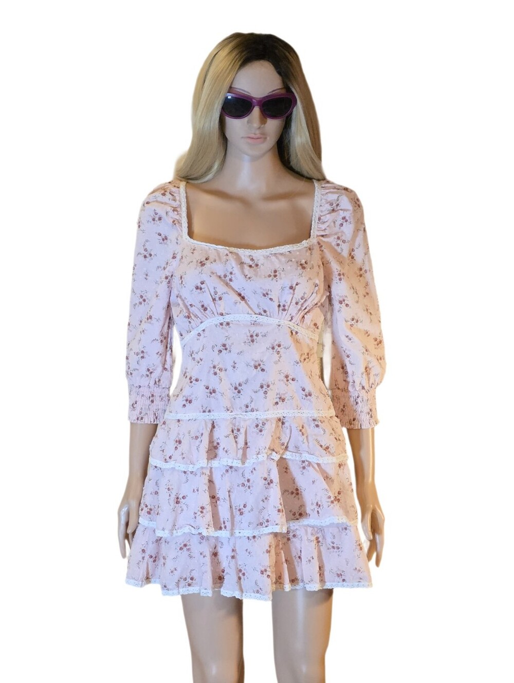 🌸 Lulus Lasting Bliss Pink Floral Ruffled Mini Dress M 🌸 - Picture 17 of 17